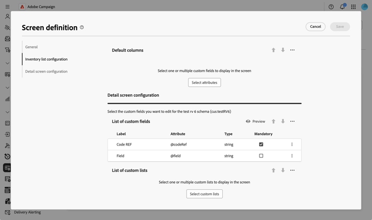 Schema creation dialog
