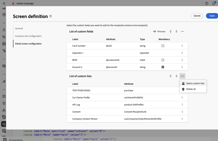 Collection lists creation