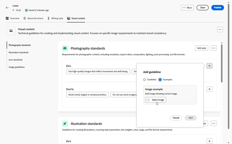 Add an image as example