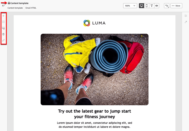 Read-only view of content templates