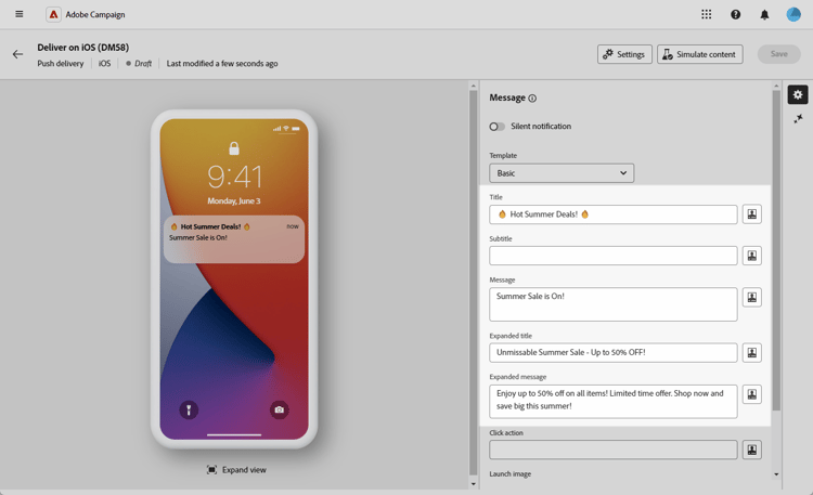 Message composition screen