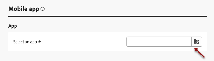 Screenshot showing the mobile app selection for transactional messages.