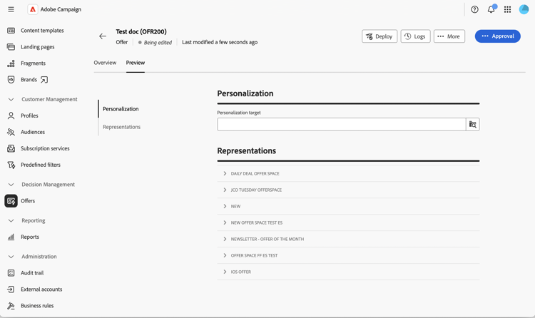 Screenshot showing the Offer preview.