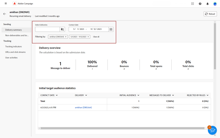 Recurring delivery selection with Contact date option