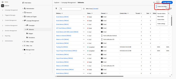 Create new folder option in Explorer menu