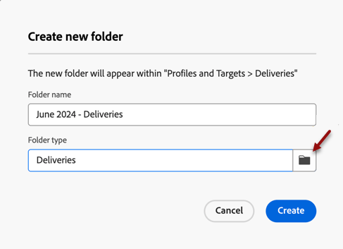 New folder created under Deliveries folder