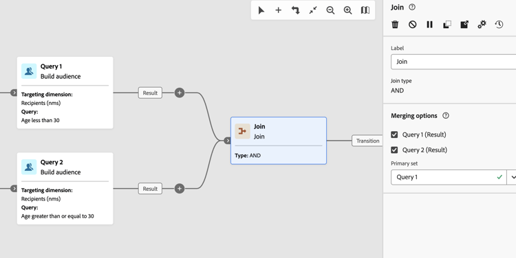 Screenshot showing join configured.