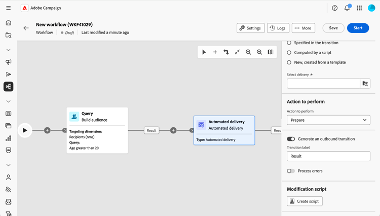 Screenshot showing the transitions in the automated delivery