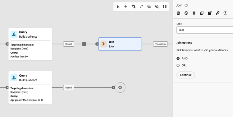 Screenshot showing the Join activity added.