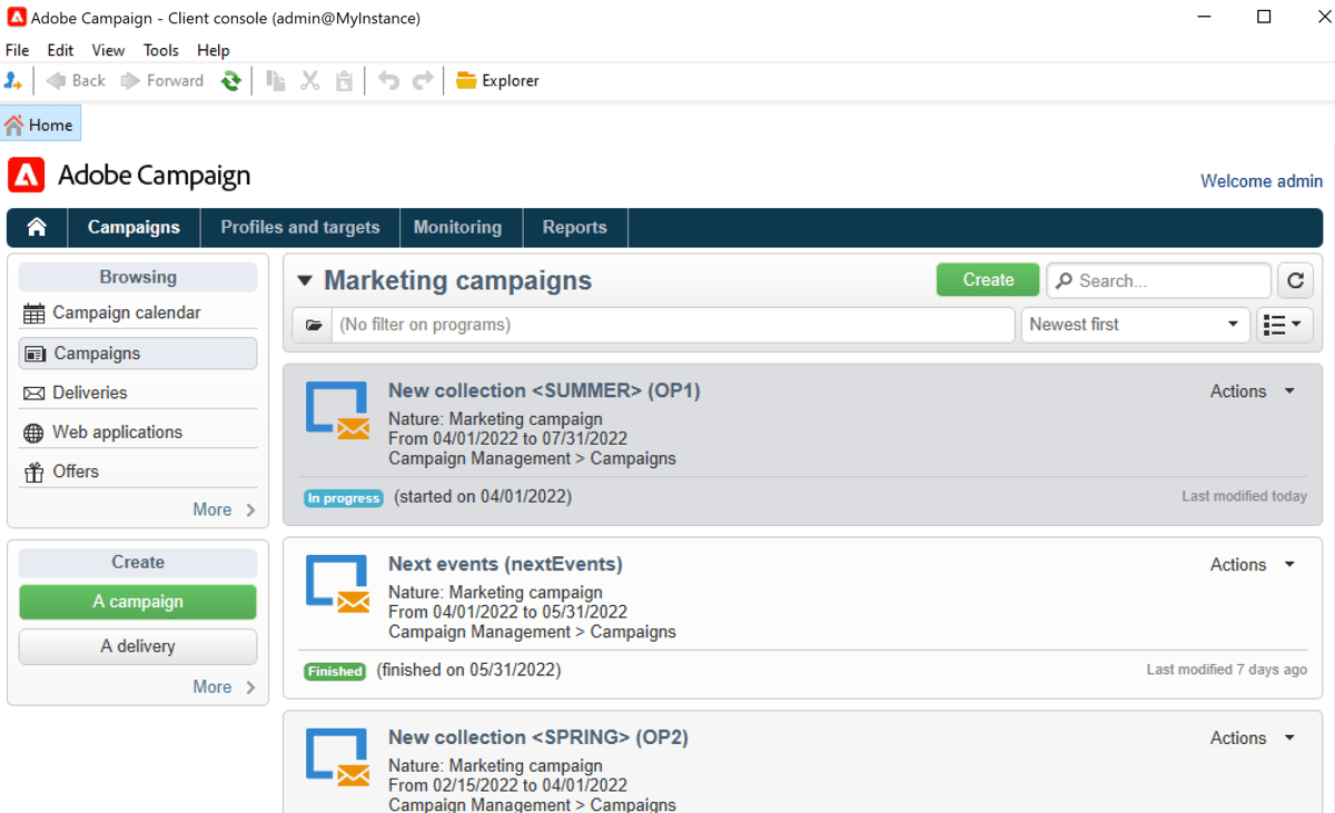 Create marketing campaigns | Adobe Campaign