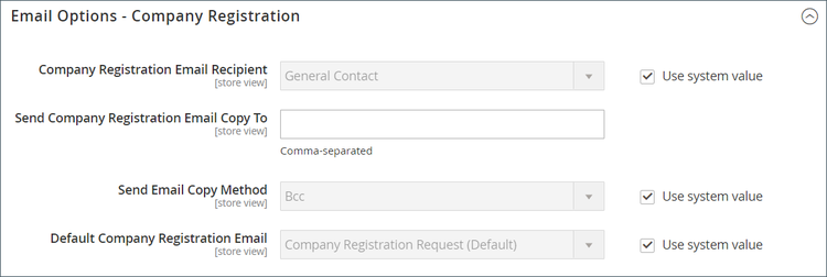 Customers configuration - company registration