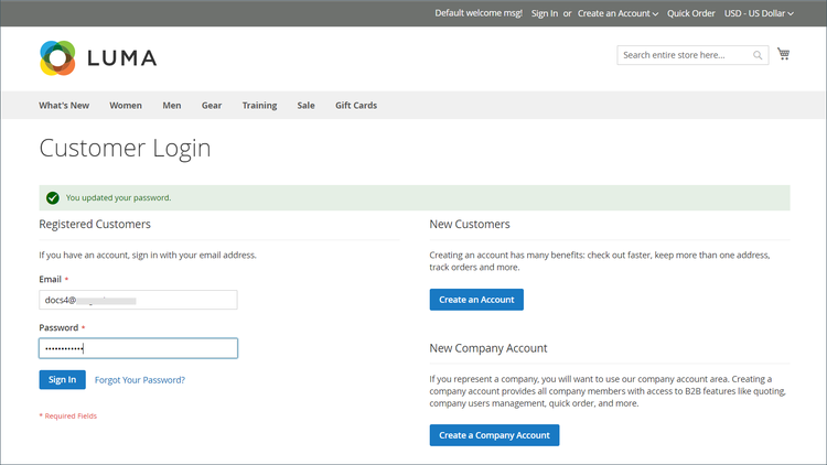 Customer Login - company admin