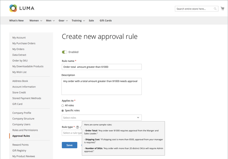Creating a new approval rule