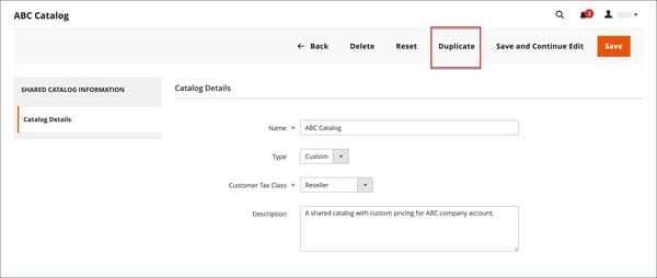 Duplicate Shared Catalog