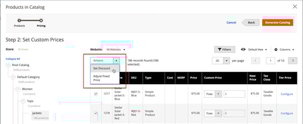 Actions Control - Set Discount