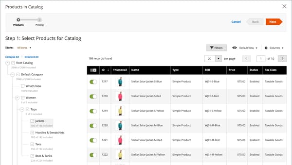 Select Products for Catalog