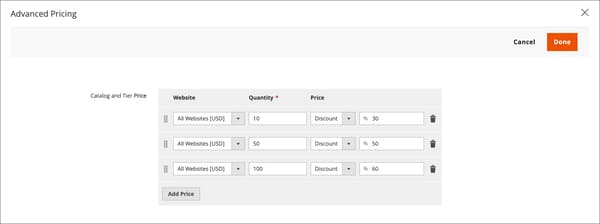 Multiple Tier Prices