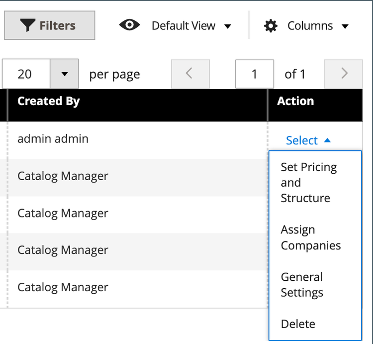 Shared Catalog Actions