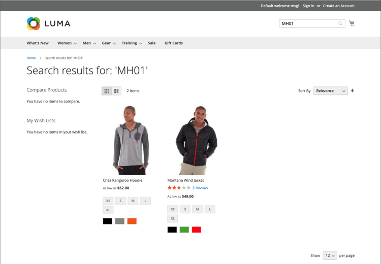 Search results with keyword mapping