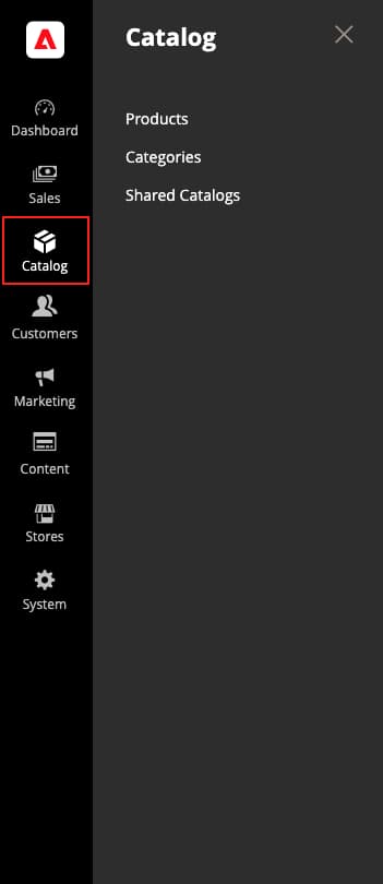 Catalog menu