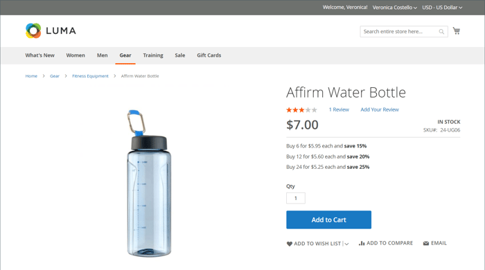 Tier price on a storefront product page