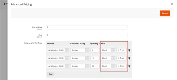 Tier Price as a Fixed Amount