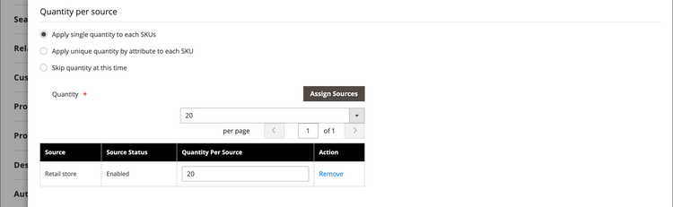 Single Quantity for All SKUs, assign source