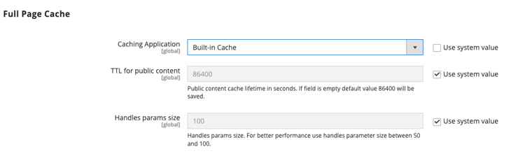 Advanced configuration - Full Page Cache