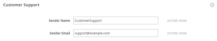 Store Email Addresses > Customer Support