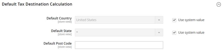 Default Tax Destination Calculation