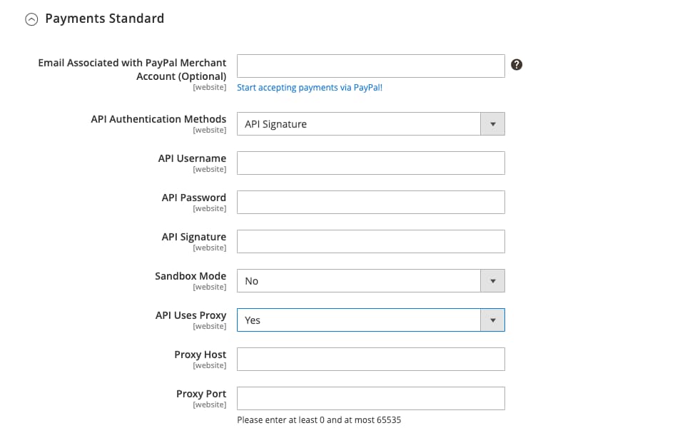 Sales > Payment Methods > PayPal Payments Standard | Adobe Commerce