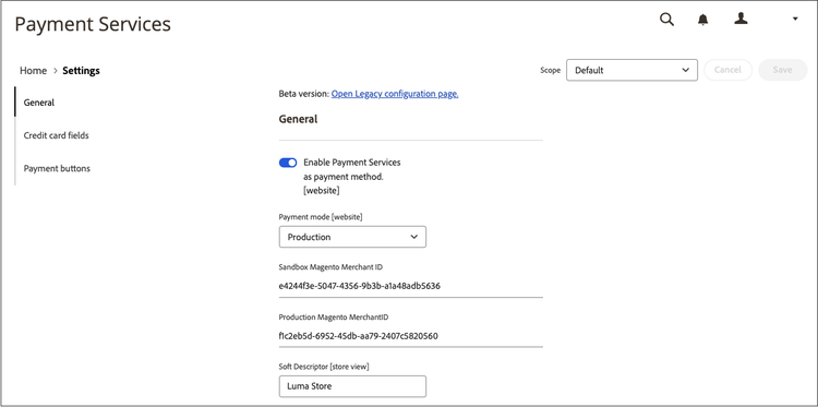 General settings