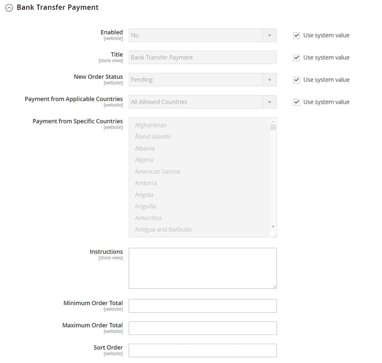 Bank Transfer Payment