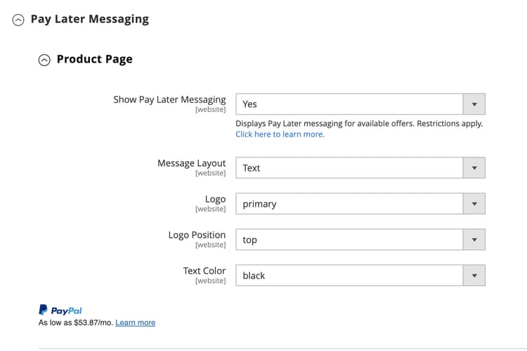 Pay Later Messaging - Product Page
