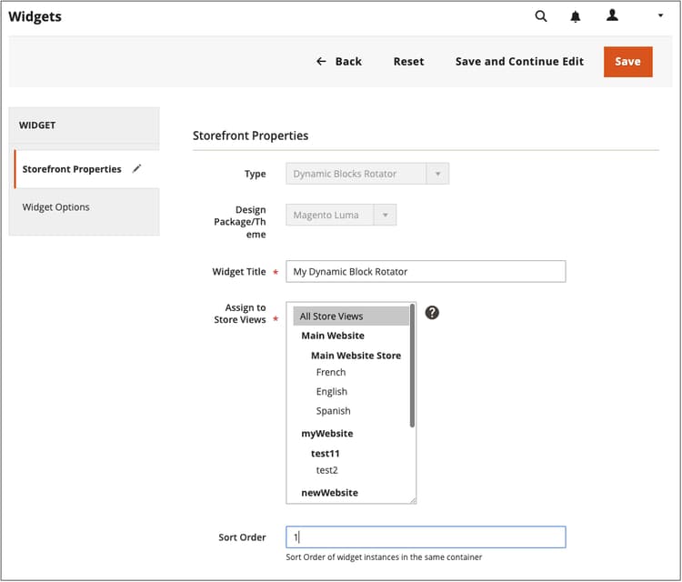 Rotator storefront properties