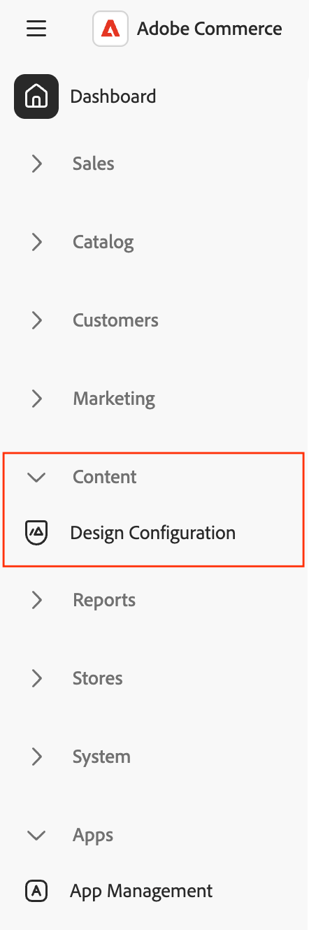 The Content menu displayed in the Admin