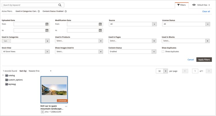 Filter for Enabled Assets by Category