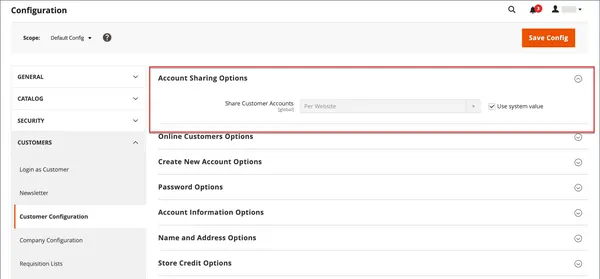 Account Sharing Options