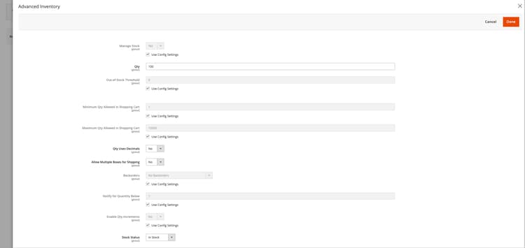 Advanced Inventory configured for Backorders