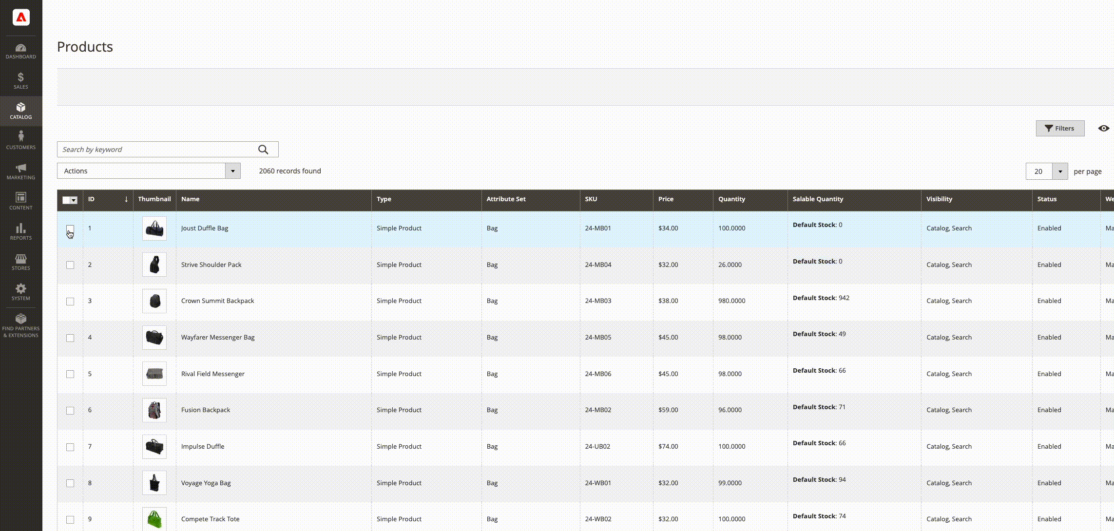 Unassign sources for selected products