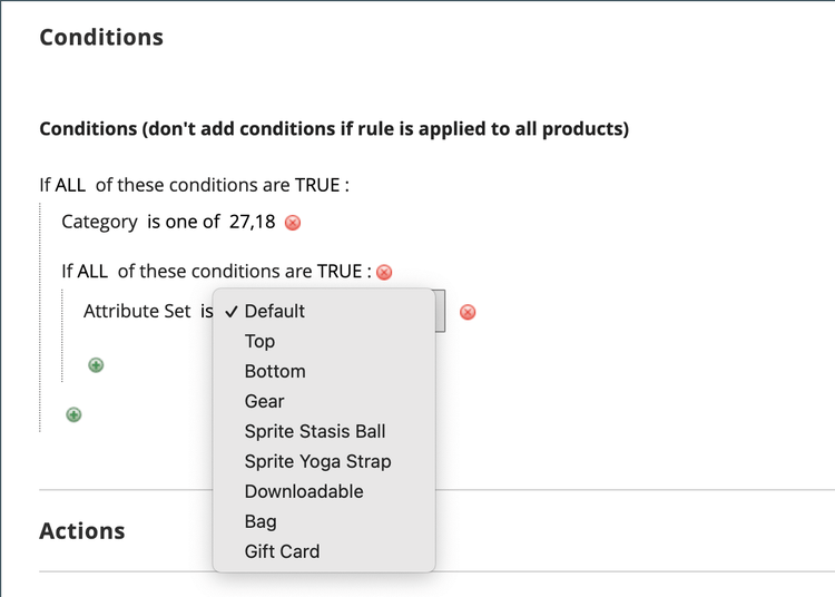 Catalog price rule - condition line 2