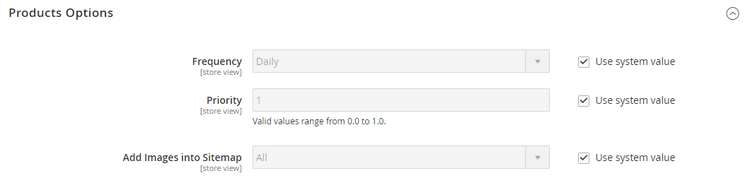 Catalog configuration - XML sitemap products