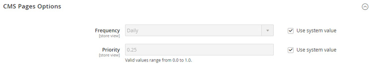 Catalog configuration - XML sitemap CMS pages