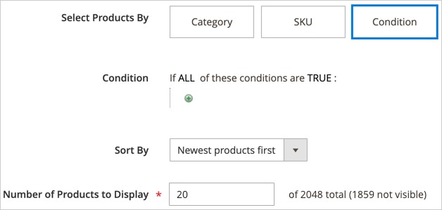 Product selection by condition