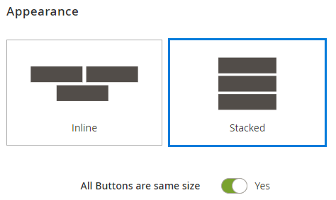 Stacked buttons of the same size