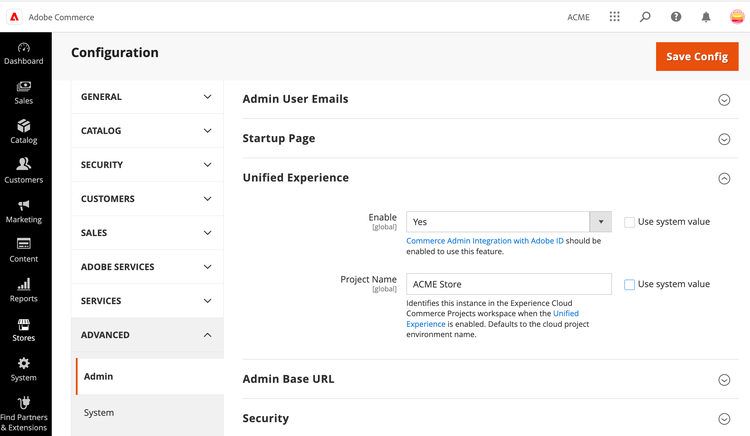 Admin Store Configuration for Experience Cloud integration