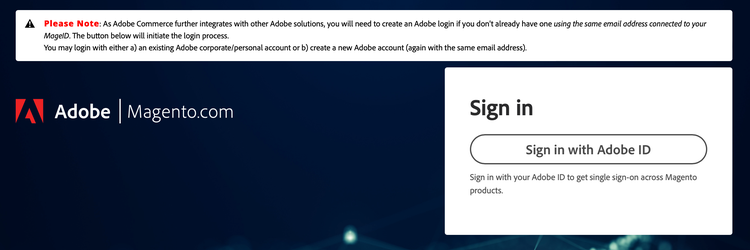 Sign in with Adobe log in screen