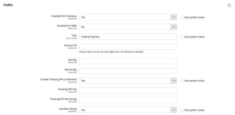 FedEx Account Settings