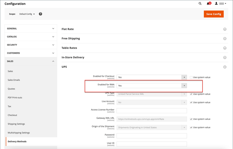 Enable RMA service for carrier