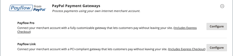 Set up PayPal payment gateways